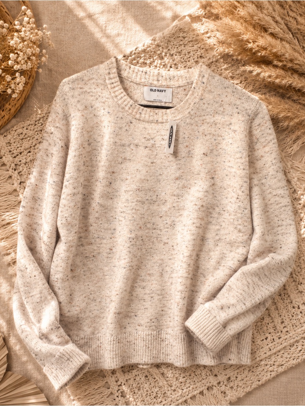 NWT Women’s Old Navy Cream Flecked Crewneck Sweater| L